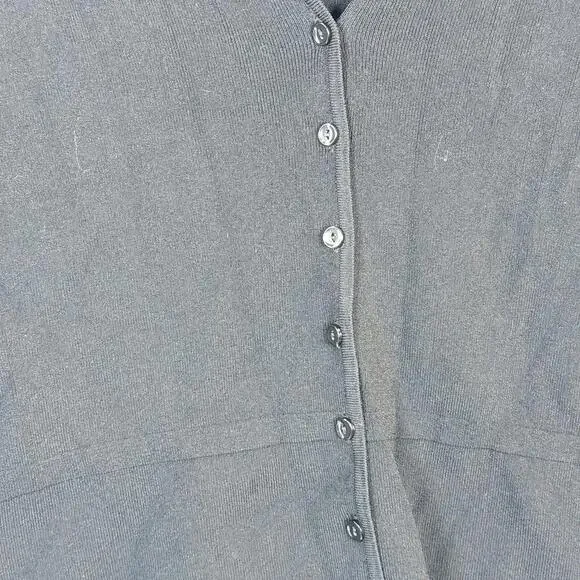 Talbots Black Button Up Cardigan Long Sleeve Y-Neckline Classic Layer SZ Large - Picture 2 of 9